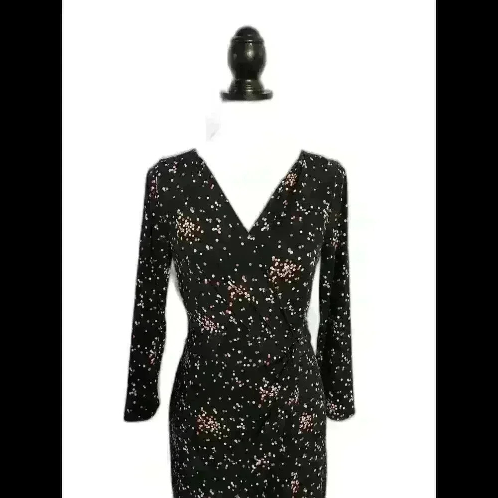 Ann Taylor size 0 black and polka dot wrap dress